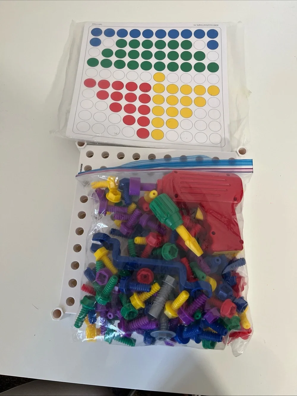 Kids Pegboard Activity Set with Colorful Screws - White